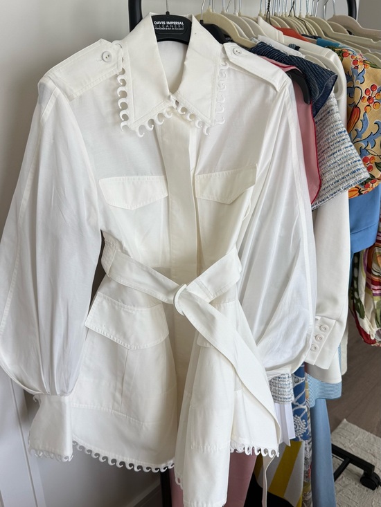 Zimmermann Dresses & Skirts - Zinmerman White Scalloped Collar Belted dress